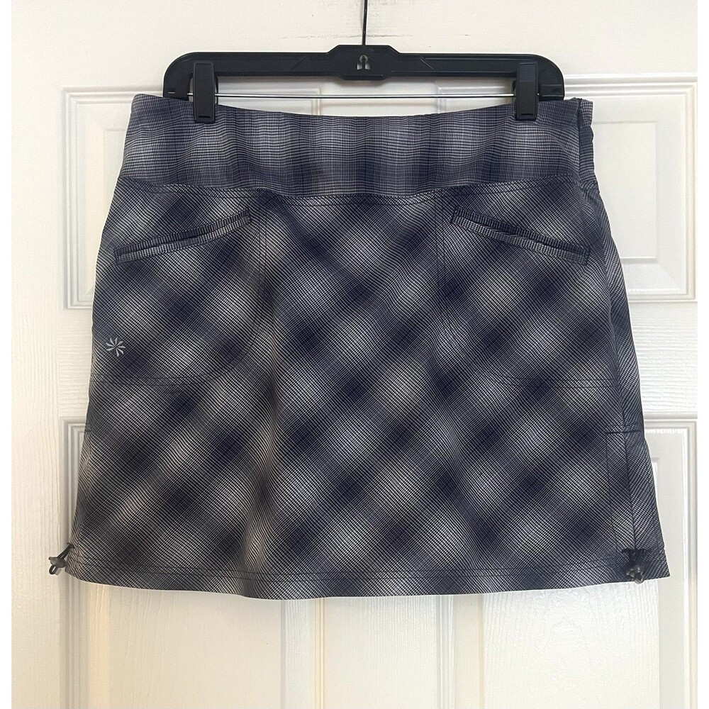 Athleta Tulum Plaid Skort Womens 10 Grey Black Golf Tennis Skirt Dark Academia